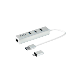 HUB ADJ HB195 type-C/USB multiporta argento 3 porte USB 3.0 + RJ45