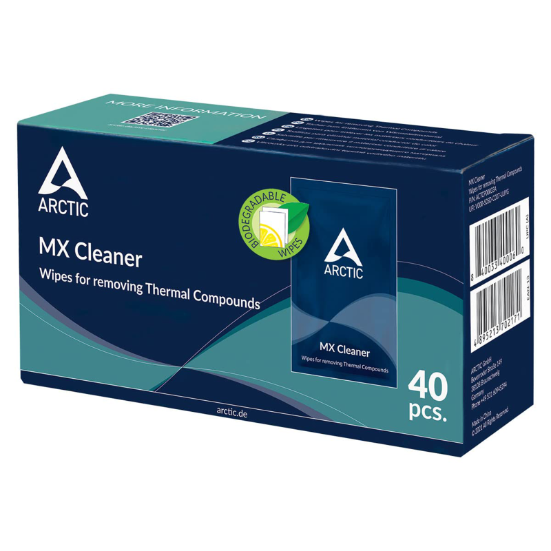 ARCTIC MX Cleaner Salviettine Detergenti per Pulizia Pasta Termica (Pacco da 40 Salviettine)