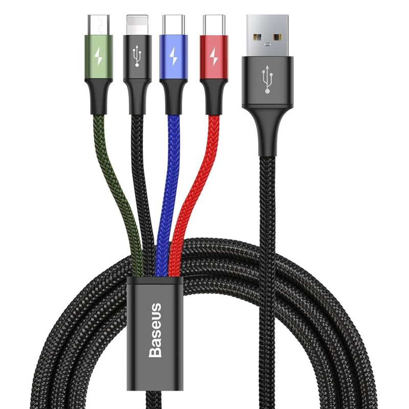 Baseus CA1T4-B01 Cavo USB 4 in 1 USB Type-C Lightning micro USB 3.5A 1 Baseus CA1T4-B01 Cavo USB 4 in 1 USB Type-C Lightning micro USB 3.5A 1