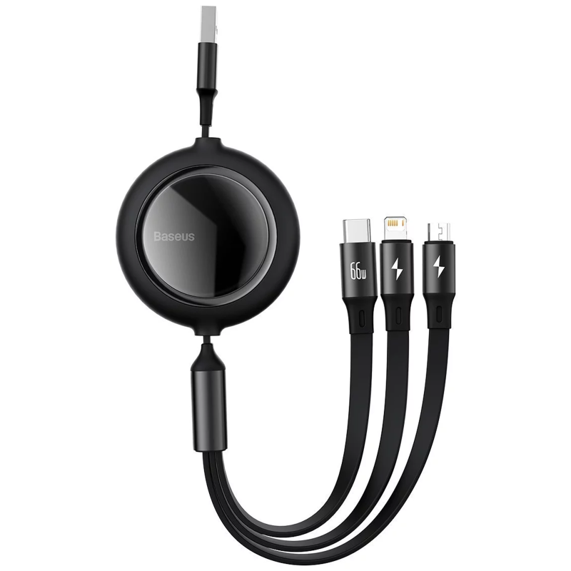 Baseus CAMLC-MJ01 Cavo USB Retrattile 3 in 1 USB Type-C Lightning micro USB 66W 1 Baseus CAMLC-MJ01 Cavo USB Retrattile 3 in 1 USB Type-C Lightning micro USB 66W 1