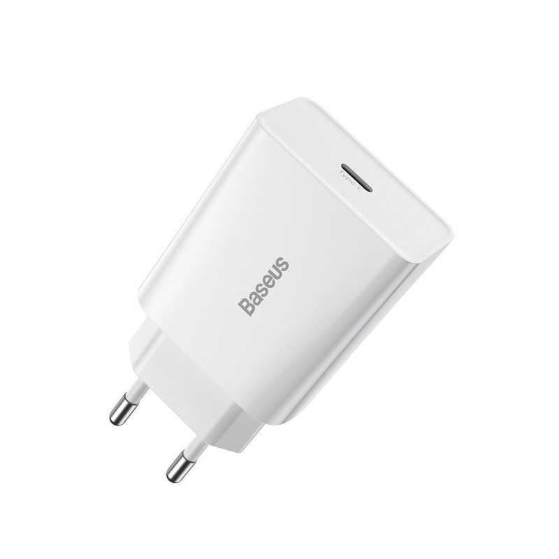 Baseus CCFS-SN01 Mini Quick Charger Caricatore Alimentatore Da Rete USB-C 20W 3A Bianco Baseus CCFS-SN01 Mini Quick Charger Caricatore Alimentatore Da Rete USB-C 20W 3A Bianco