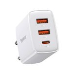 Baseus CCXJ-E02 Quick Charger Caricatore Alimentatore Da Rete 30W 2 USB + 1 USB-C Bianco Baseus CCXJ-E02 Quick Charger Caricatore Alimentatore Da Rete 30W 2 USB + 1 USB-C Bianco