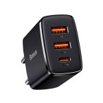 Baseus CCXJ-E02 Quick Charger Caricatore Alimentatore Da Rete 30W 2 USB + 1 USB-C Nero Baseus CCXJ-E02 Quick Charger Caricatore Alimentatore Da Rete 30W 2 USB + 1 USB-C Nero