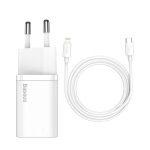 Baseus KIT TZCCSUP-B01 Super Si Quick Charger Caricatore Alimentatore da Rete USB-C 20W + Cavo USB-C a Lightning 1 Metro Bianco Baseus KIT TZCCSUP-B01 Super Si Quick Charger Caricatore Alimentatore da Rete USB-C 20W + Cavo USB-C a Lightning 1 Metro Bianco