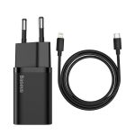 Baseus KIT TZCCSUP-B01 Super Si Quick Charger Caricatore Alimentatore da Rete USB-C 20W + Cavo USB-C a Lightning 1 Metro Nero Baseus KIT TZCCSUP-B01 Super Si Quick Charger Caricatore Alimentatore da Rete USB-C 20W + Cavo USB-C a Lightning 1 Metro Nero