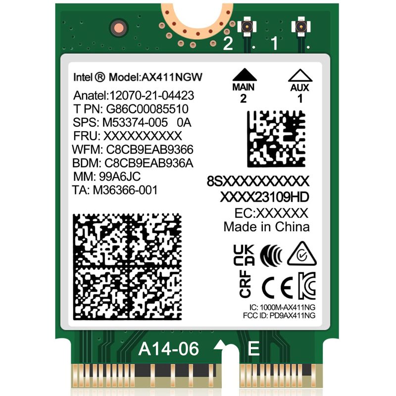 Intel AX1690i Scheda M.2 Adattatore di Rete Wireless Wi-Fi 6E Bluetooth (per notebook)