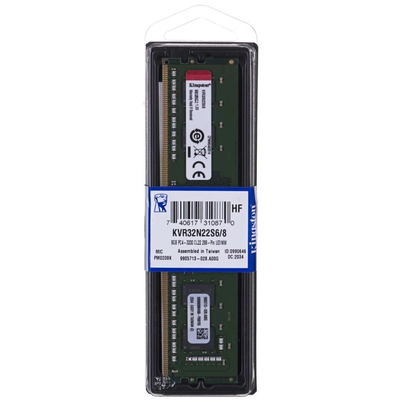 Kingston Memoria RAM DDR4 8GB DIMM 3200 Mhz KVR32N22S6/8 Kingston Memoria RAM DDR4 8GB DIMM 3200 Mhz KVR32N22S6/8