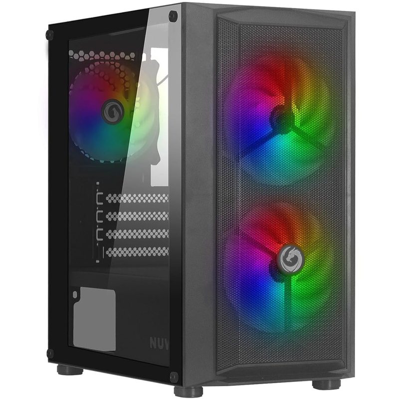 Nuwo Blitz R26 Case Micro-ATX Nero 3 Ventole RGB Rainbow Nuwo Blitz R26 Case Micro-ATX Nero 3 Ventole RGB Rainbow