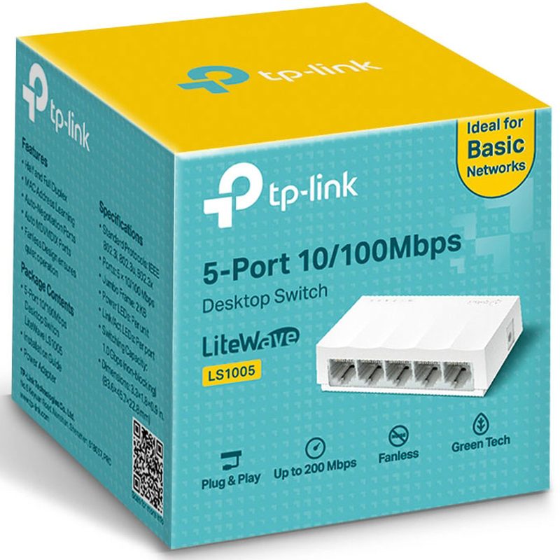 Switch Ethernet 5 Porte RJ45 10/100 Mbps TP-Link LS1005 Switch Ethernet 5 Porte RJ45 10/100 Mbps TP-Link LS1005