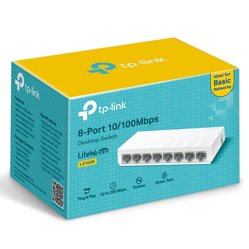 Switch Ethernet 8 Porte RJ45 10/100 Mbps TP-Link LS1008 Switch Ethernet 8 Porte RJ45 10/100 Mbps TP-Link LS1008