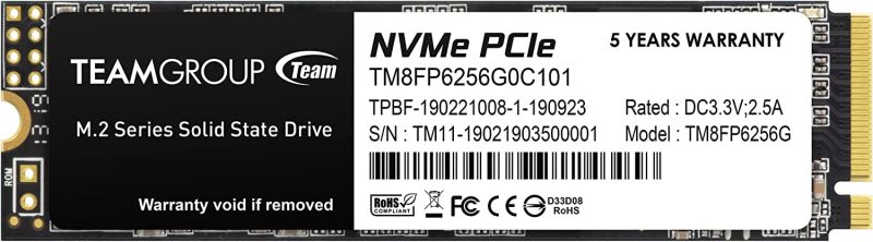 Team Group SSD 256GB MP33 M.2 NVMe PCIe Gen 3.0