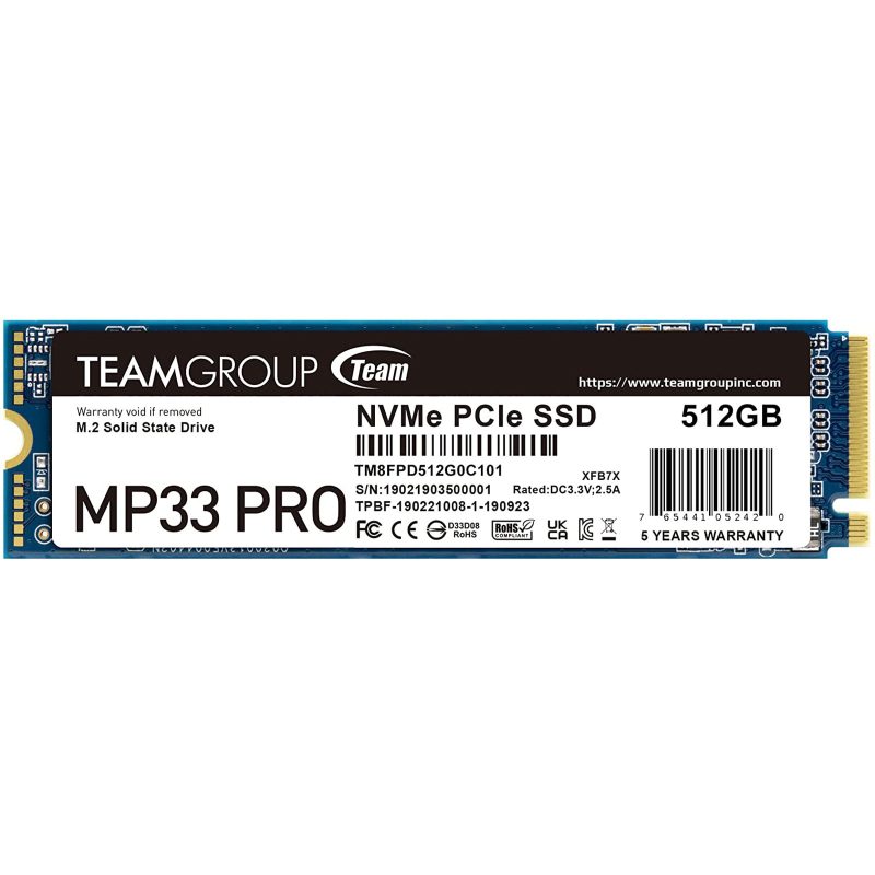 Team Group SSD 512GB MP33 PRO M.2 NVMe PCIe Gen 3.0 Team Group SSD 512GB MP33 PRO M.2 NVMe PCIe Gen 3.0