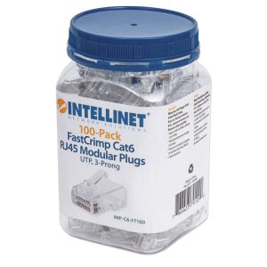 Intellinet Confezione 100 Plug Modulari RJ45 Passante Cat6 FastCrimp UTP