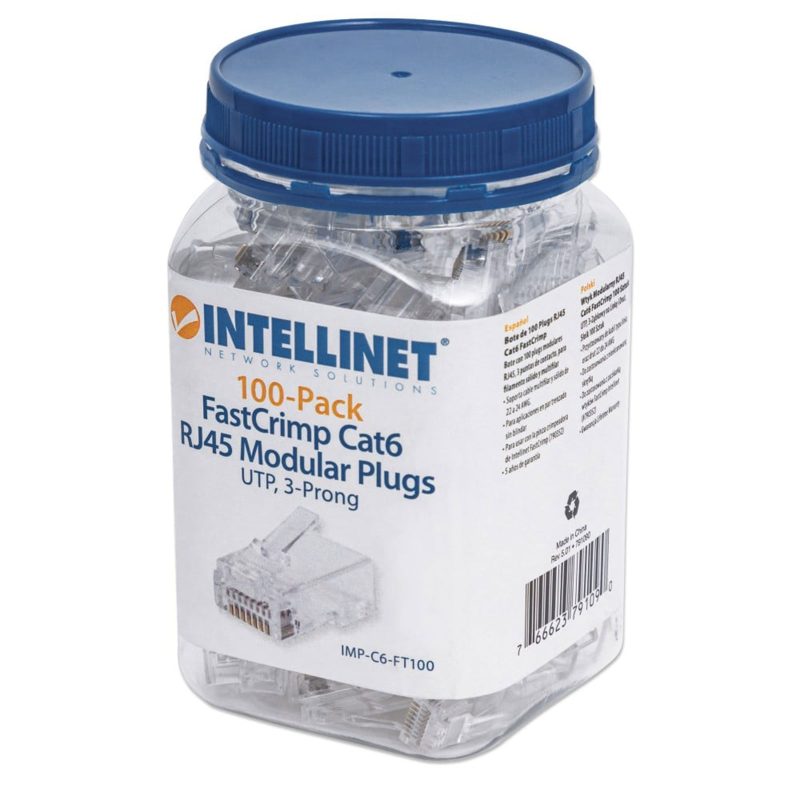 Intellinet Confezione 100 Plug Modulari RJ45 Passante Cat6 FastCrimp UTP Intellinet Confezione 100 Plug Modulari RJ45 Passante Cat6 FastCrimp UTP
