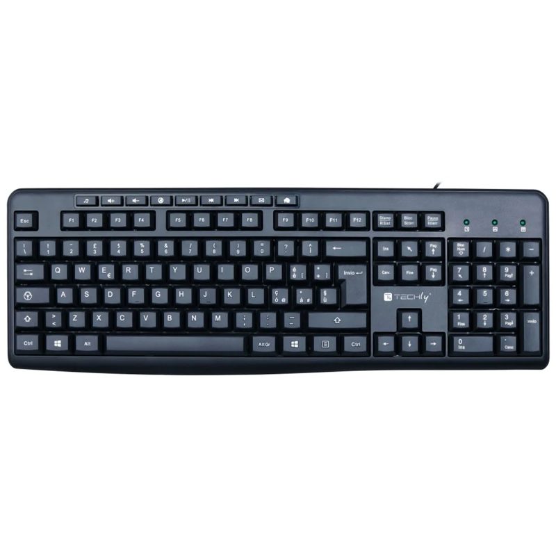 Tastiera USB Techly 104 Tasti + 9 Multimediali 955-UBK-TM Tastiera USB Techly 104 Tasti + 9 Multimediali 955-UBK-TM